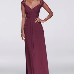 David’s Bridal Wine Bridesmaid cap sleeve dress